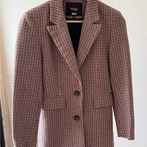 Maje Women's Houndstooth Coat - Black and Brown